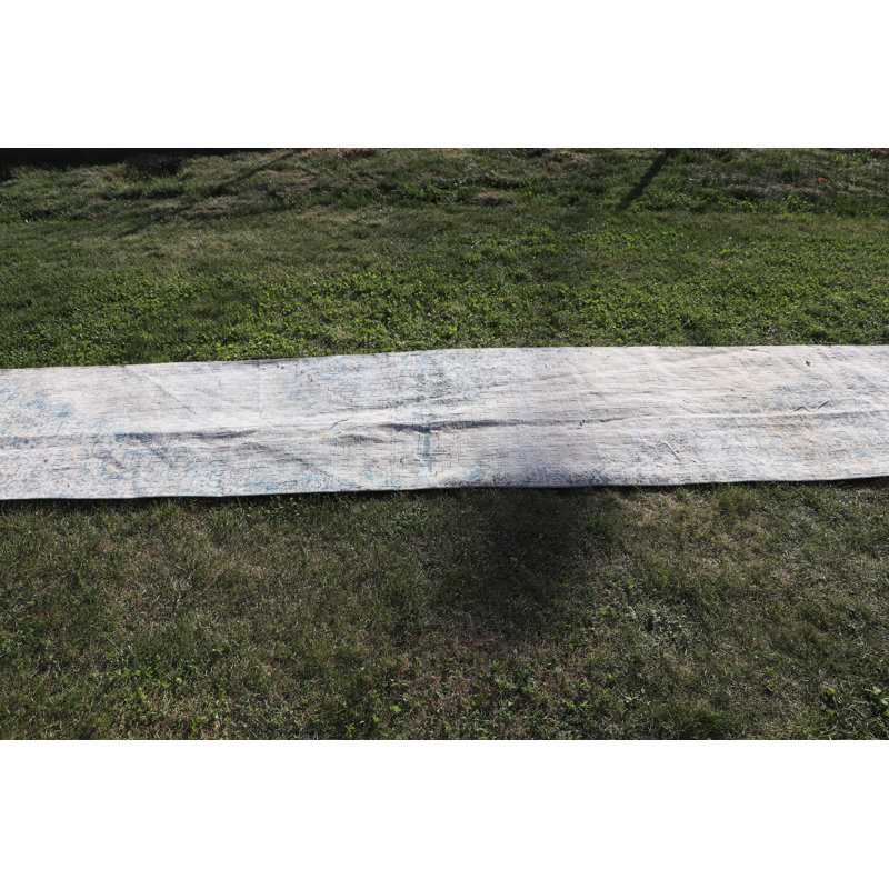 Tapis beige en laine fabriqué à la main pour escalier et longs couloirs - Tapis beige