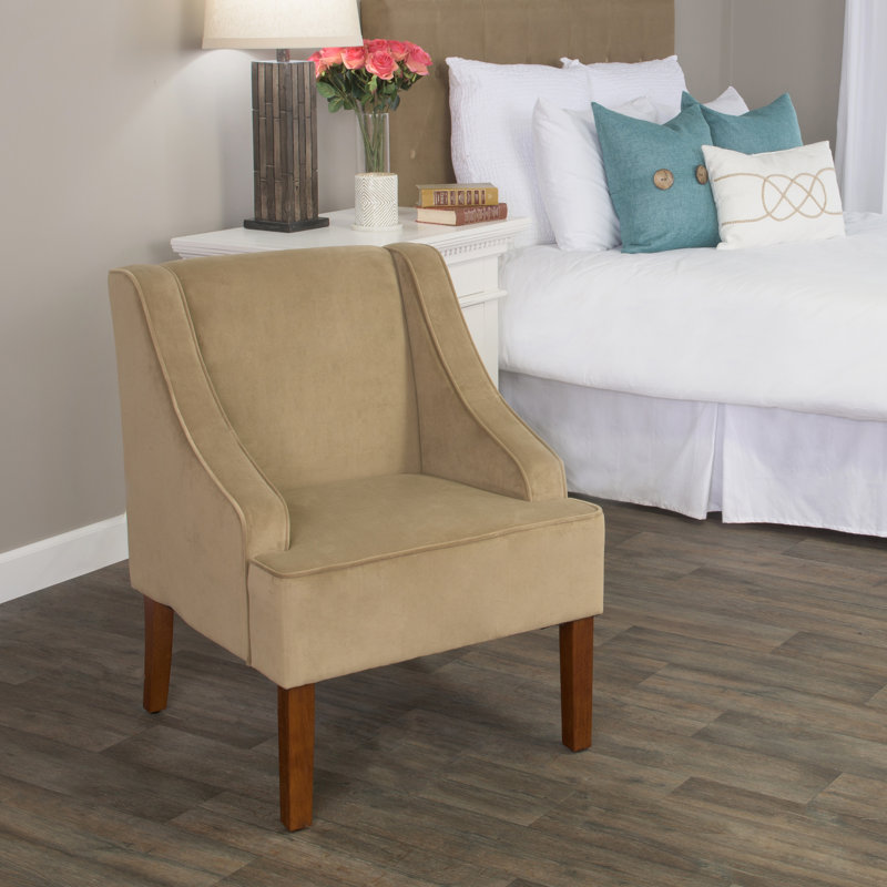 Daryann Savoy Swoop Upholstered Velvet Armchair, Rustic Brown, Bella Coffee Performance Velvet