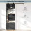 Portes de grange doubles coulissantes en métal et verre 3/4 Lite avec trousse de quincaillerie d'installation et fermeture en douceur (deux pièces de portes)-114985614-114985618