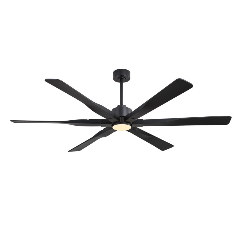Ventilateur de plafond d'intérieur à 6 pales 68 "/ 78" avec télécommande et éclairage , 78 po de largeur, Noir