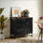 Cabinet With Slatted Grille Striped Door, Modern Style Cabinet, High-Quality MDF And Metal Leg
