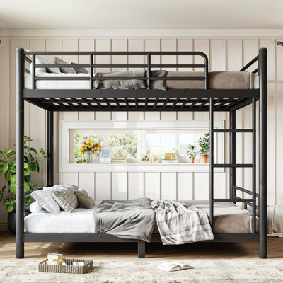 Full over Full Metal Bunk Bed with Noise-Reduced Design