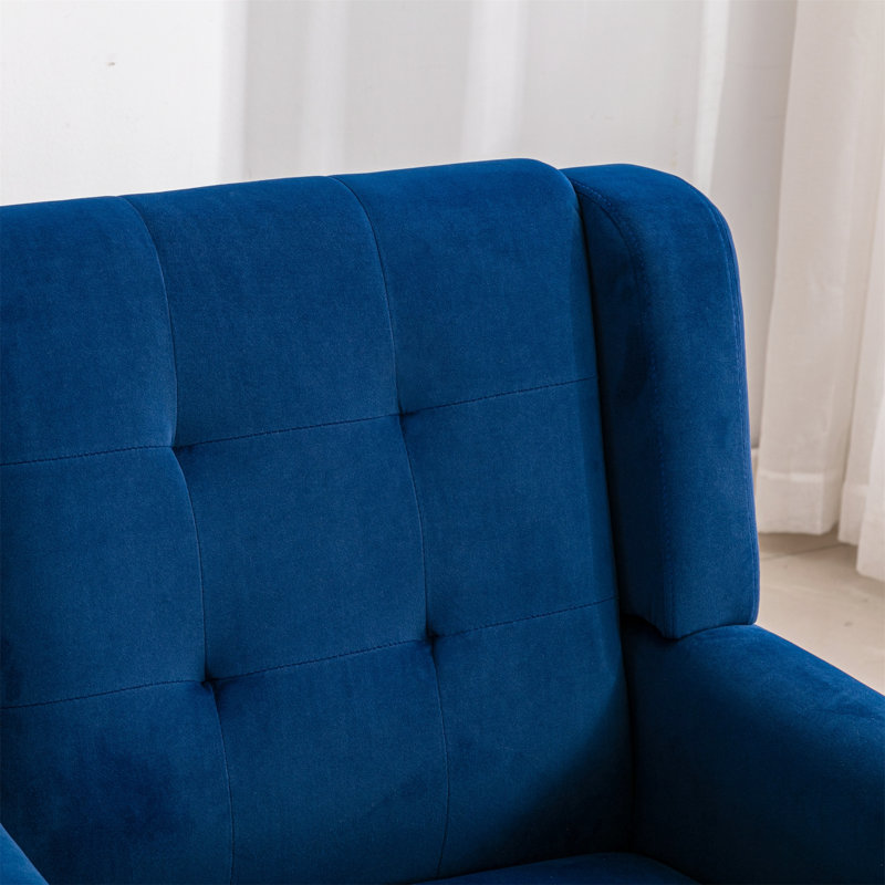 Fauteuil d'appoint Bolanle, Velours bleu royal