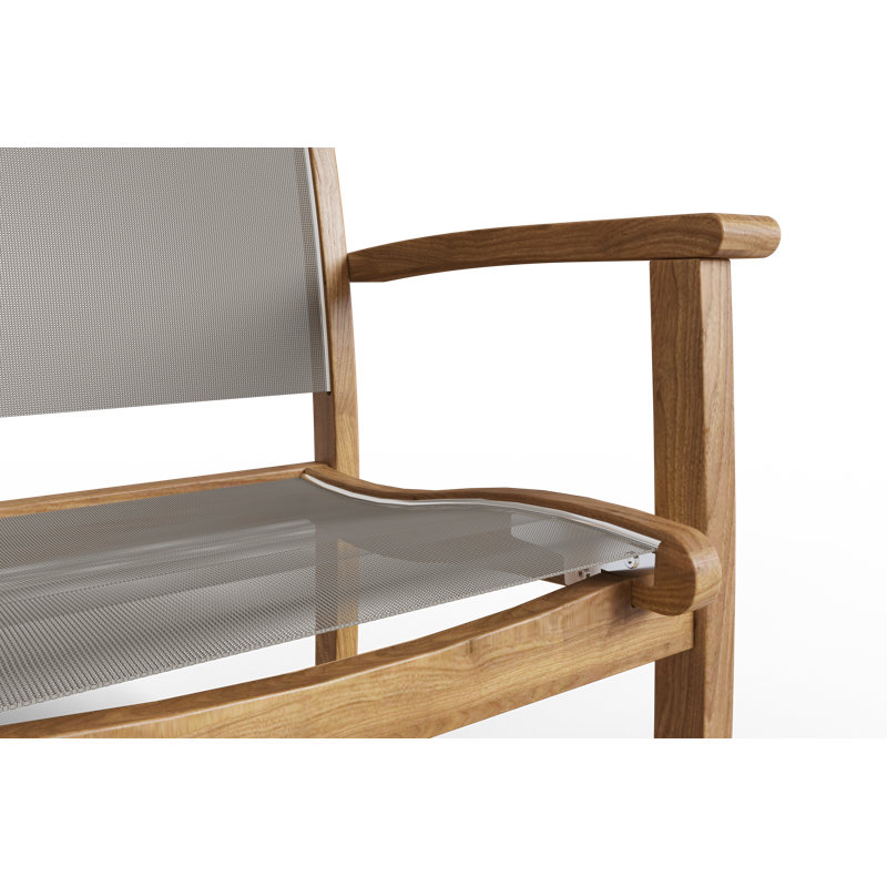 Chaise de patio empilable en teck, Taupe / Naturel