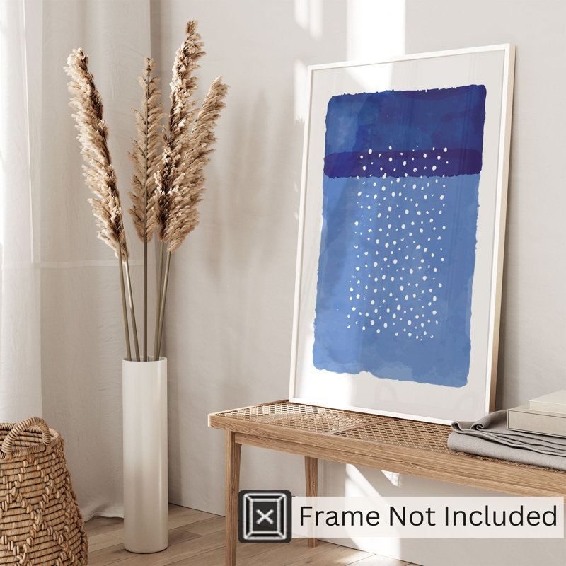 Motif abstrait abstrait à pois bleu Mid-Century, H 30 po x l 20 po