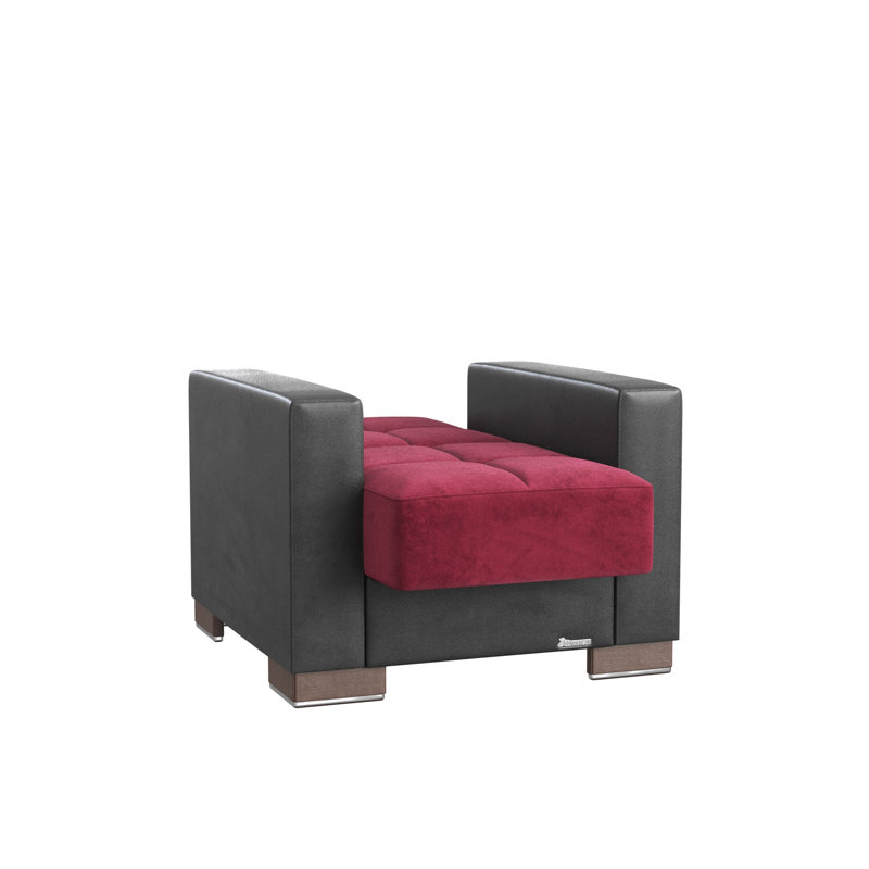 Armada Fabric Upholstered 31" Armchair Sleeper with Storage – Firm Support Seating for Small Spaces, 35" H x 36" W x 27" D