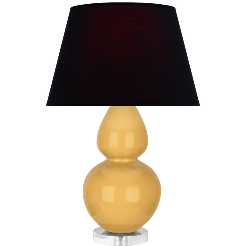 Double Gourd Table Lamp, Navy/Gray, Daisy Glazed/Silver