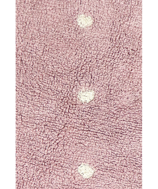 Tapis rose / blanc en coton noué à la main Biscuit, Rond 4 pi