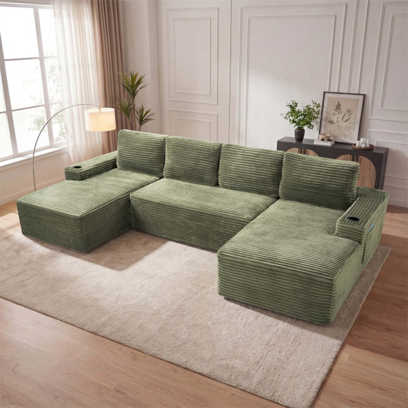 Causeuse en velours côtelé Corduroy, Vert