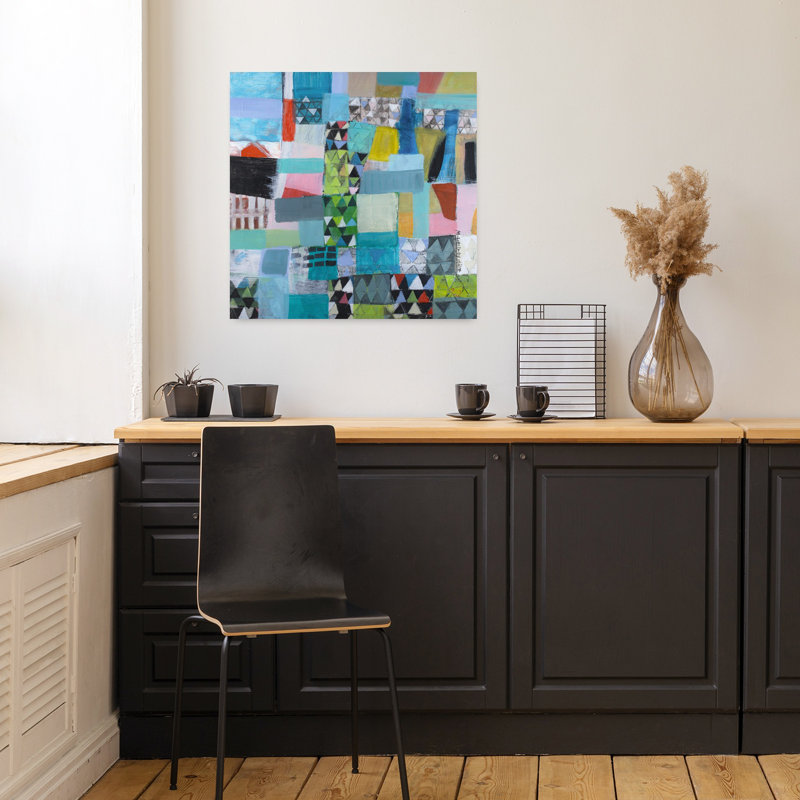 Champs et forêts, art contemporain abstrait, H 18 po x l 18 po