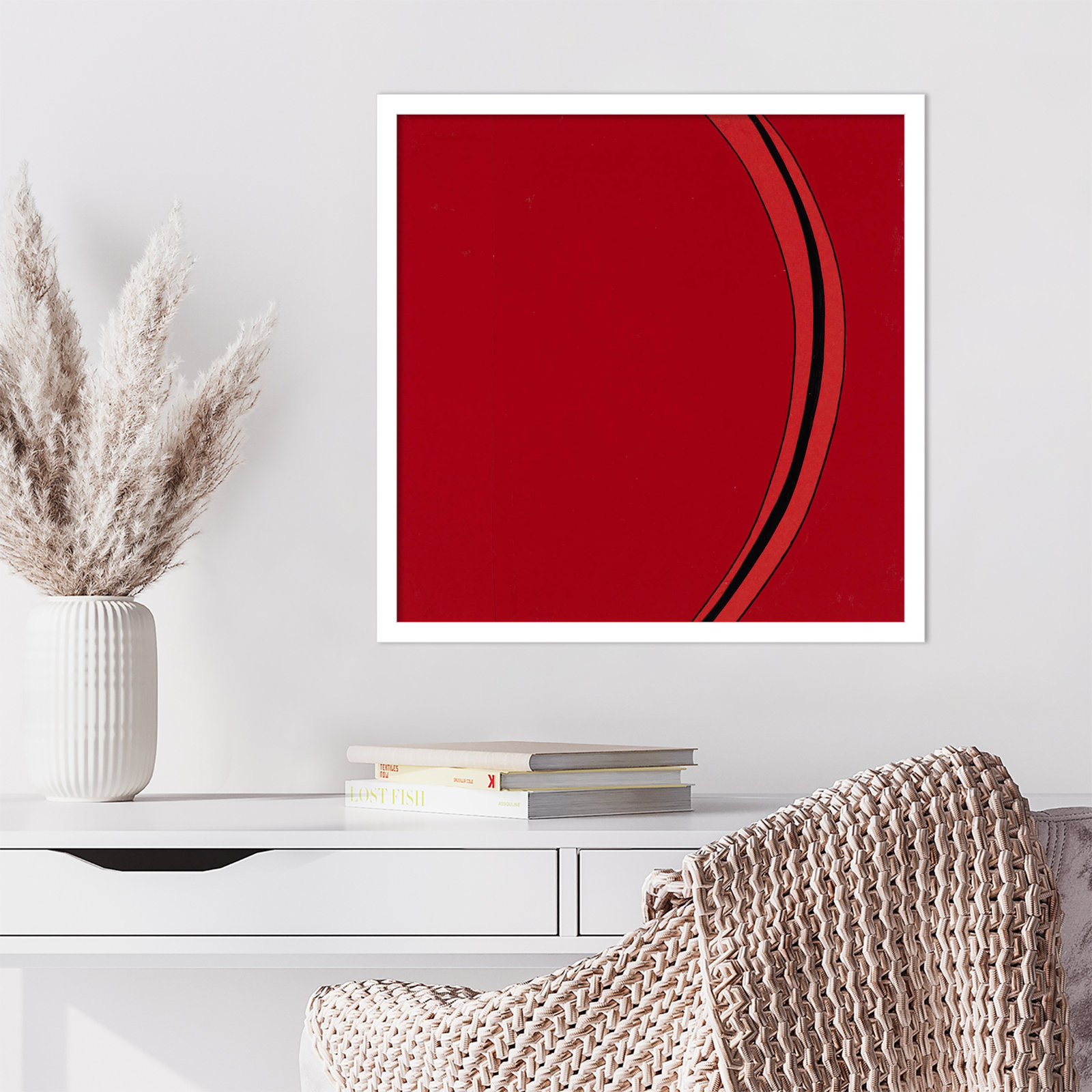 Segment Print by Alex Dunn, White, 21" H x 21" W