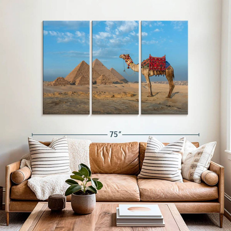 Camel And Egyptian Pyramids, 42" H x 65" W