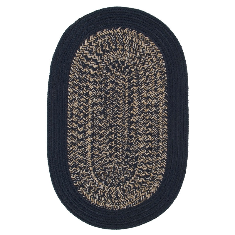 Tapis de zone bleu tressé Nural, Rond 9 pi