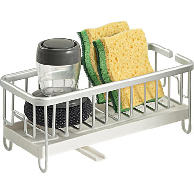 Organisateur d'évier de cuisine en aluminium antirouille avec égouttoir, porte-ustensiles, porte-éponge