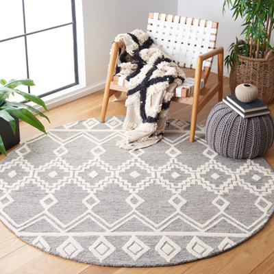 Abbiegail Southwestern Handmade Tufted Wool Grey/Ivory Area Rug