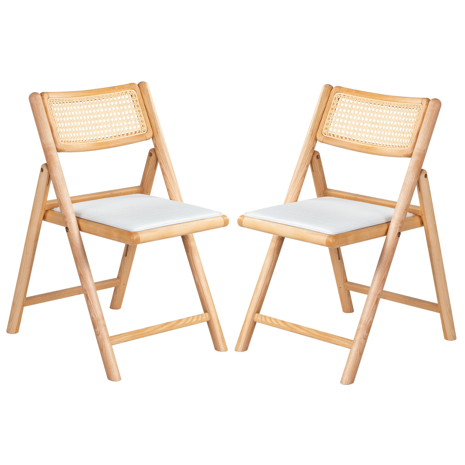 Letta Cane Folding Chair, Natural/White