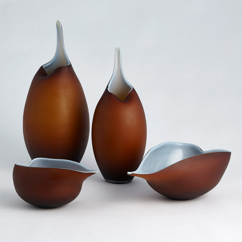 Frosted Bowl w/Casing, 5.5" H x 11" W x 7" D, Blue/Amber