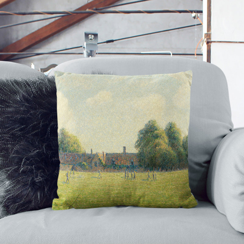 Hampton Court Green Square Throw Cushion, Stone, 40cm H x 40cm W x 15cm D