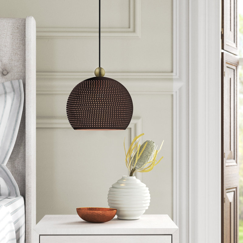 Luminaire suspendu en forme de dôme à 1 lumière Bion, Bronze