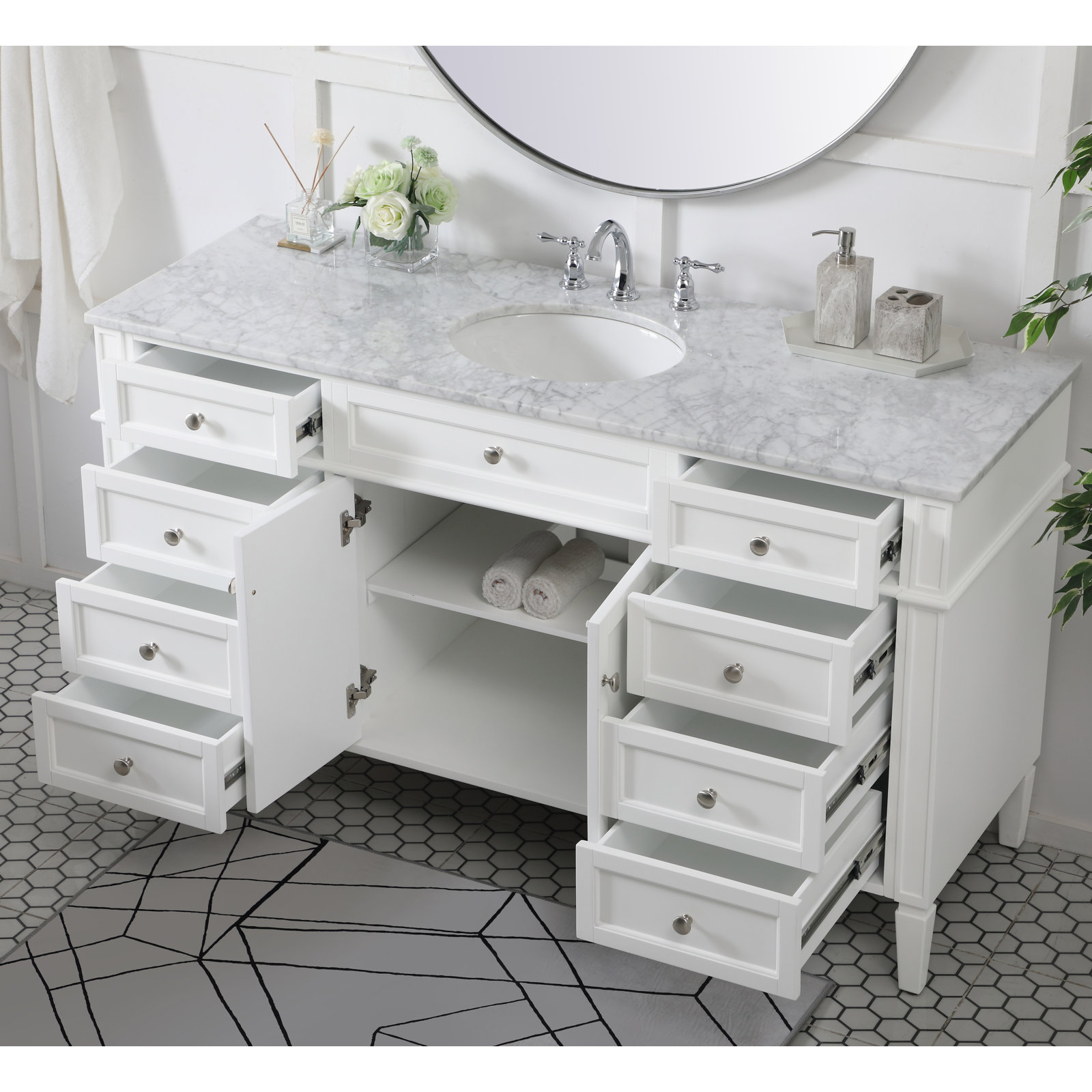 Rivers 60'' Single Bathroom Vanity, White