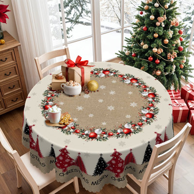 1pc Christmas Party Decoration, Christmas Printed Tablecloth, Kitchen Accessories, Noble And Elegant Marble Floral Decoration Home Gift, Suitable For Indoor And Outdoor Use