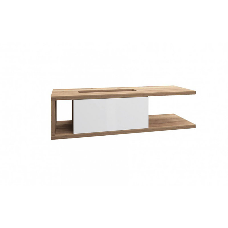 Roeper 151cm Single Bathroom Vanity Base Only in Oak Halifax White / White HG, Oak Halifax Tabak