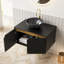 Meuble-lavabo 30 po, meuble de rangement mural en contreplaqué flottant, portes doubles en sergé avec garniture en métal, vasque en céramique noire avec motif en pierre et plateau en pierre frittée noire, noir