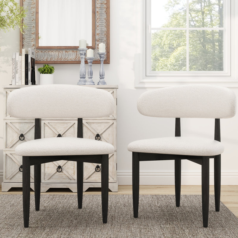 Juvan Modern Upholstered Solid Wood Boucle Dining Chair (Set Of 2), Black