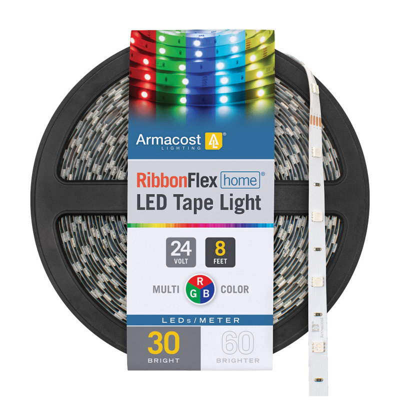 RibbonFlex Home, 24 V, RVB, 30 DEL / M, IP20, bande de lumière sous l'armoire 2,5 m