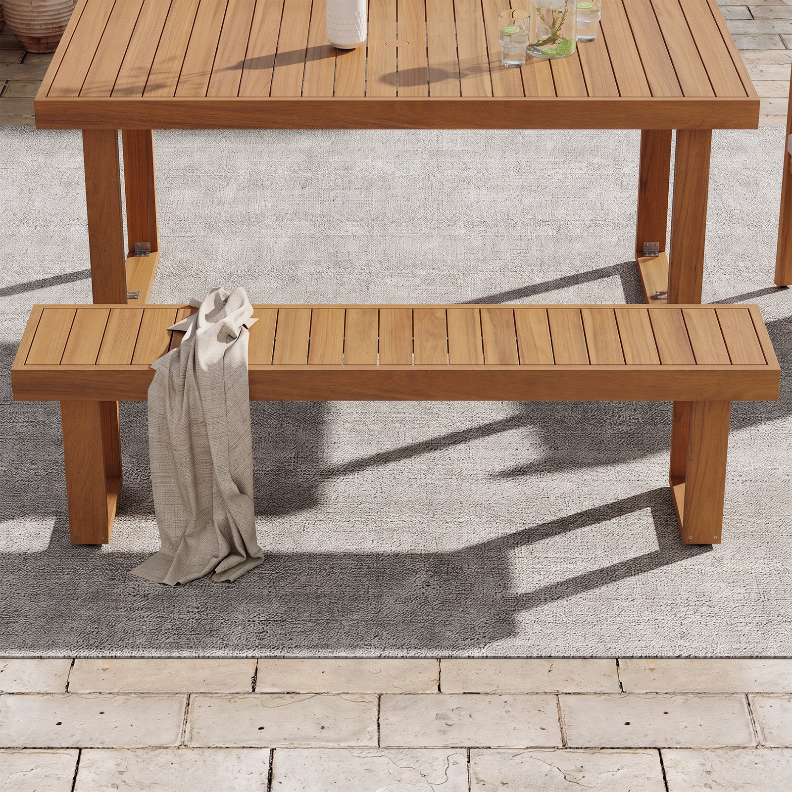Mirella 63" Acacia Patio Bench, Brown