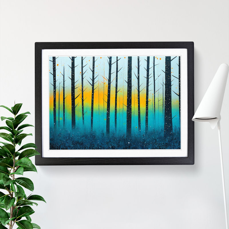 Summer Forest Splatter Vol.1 Abstract - Single Picture Frame Print, Black Framed, 46cm H x 64cm W x 2cm D