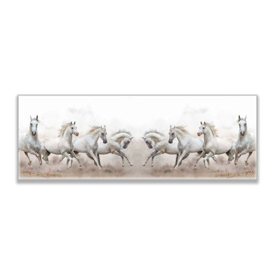 Chevaux arabes et ciel blanc