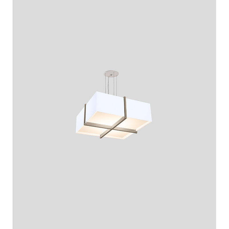 Luminaire suspendu DEL Veram 2700K, Blanc brillant, Chêne blanchi, H 6,4 po x l 24 po x P 24 po