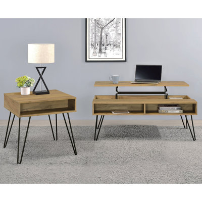 Golden Oak 2-Piece Lift Top Coffee And End Table Set
