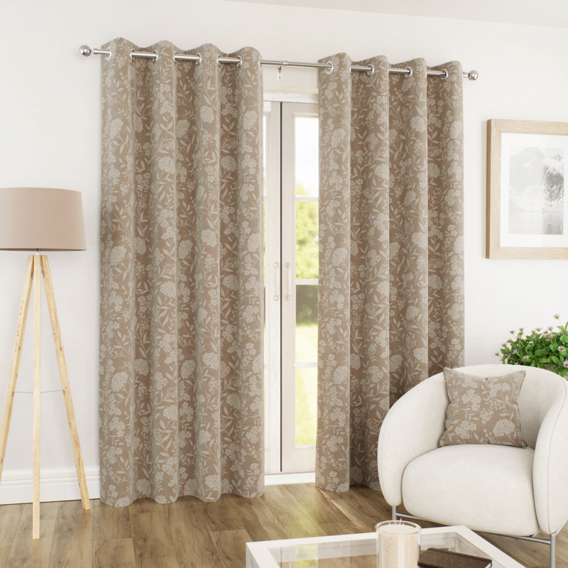  Cuba Blackout Thermal Eyelet Curtains (PAIR), 229cm Width x 183cm Drop, Sand