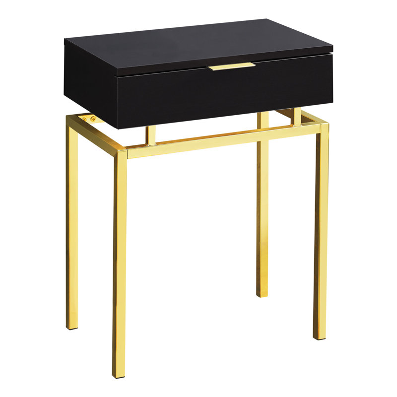 End Table with Storage, Gold, Beige