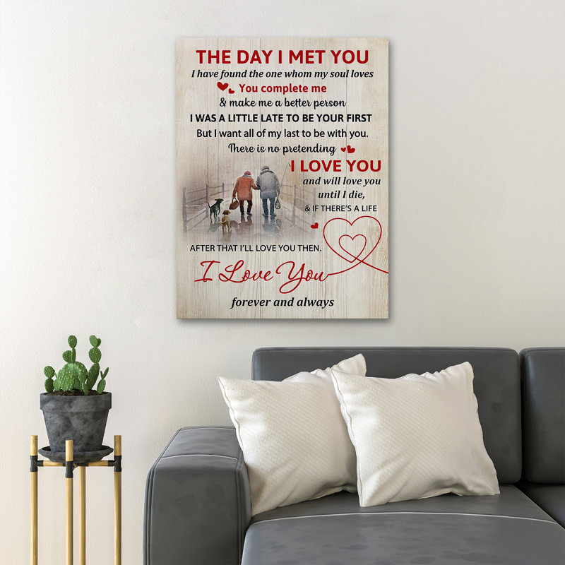 An Old Couple Walking On Da Street - The Day I Met You I Have Found The One Whom My Soul Loves You Complet Me & Make Me a Better Personne - 1 pièce, impression sur toile tendue