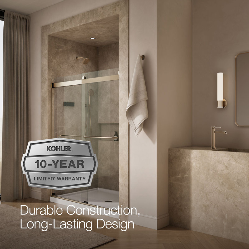 Levity 59.63" x 74" Bypass Shower Door with CleanCoat® Technology, Anodized Brushed Bronze, Crystal Clear