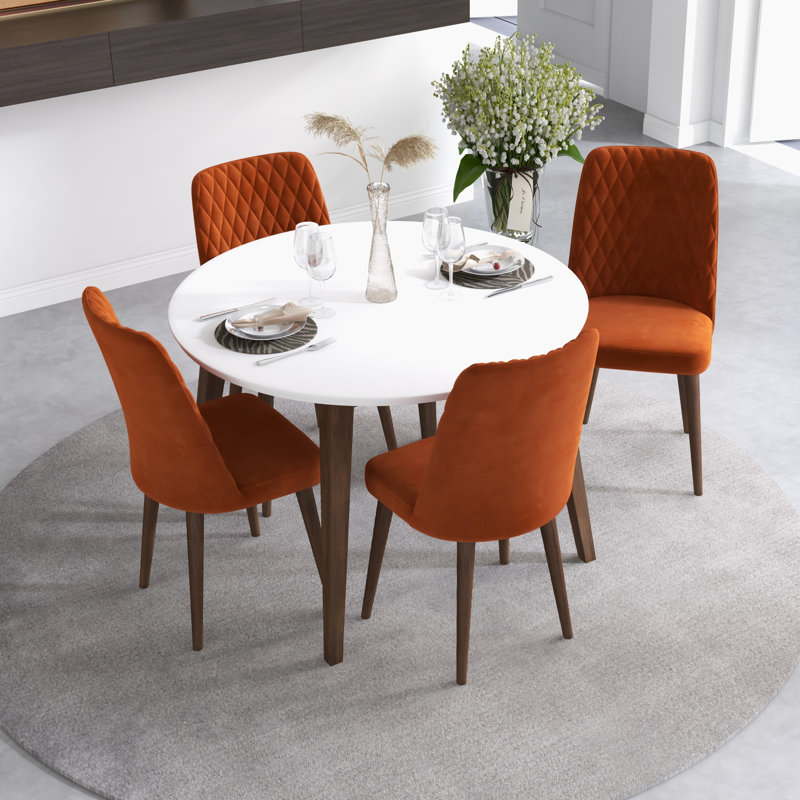 Kiazer 4 - Person Solid Wood Solid Wood Top Four Leg Dining Set