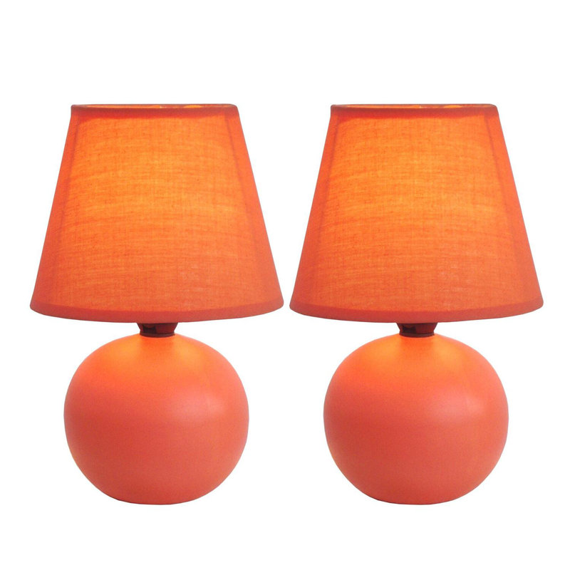 Mini Ceramic Globe Table Lamp, Orange, Orange