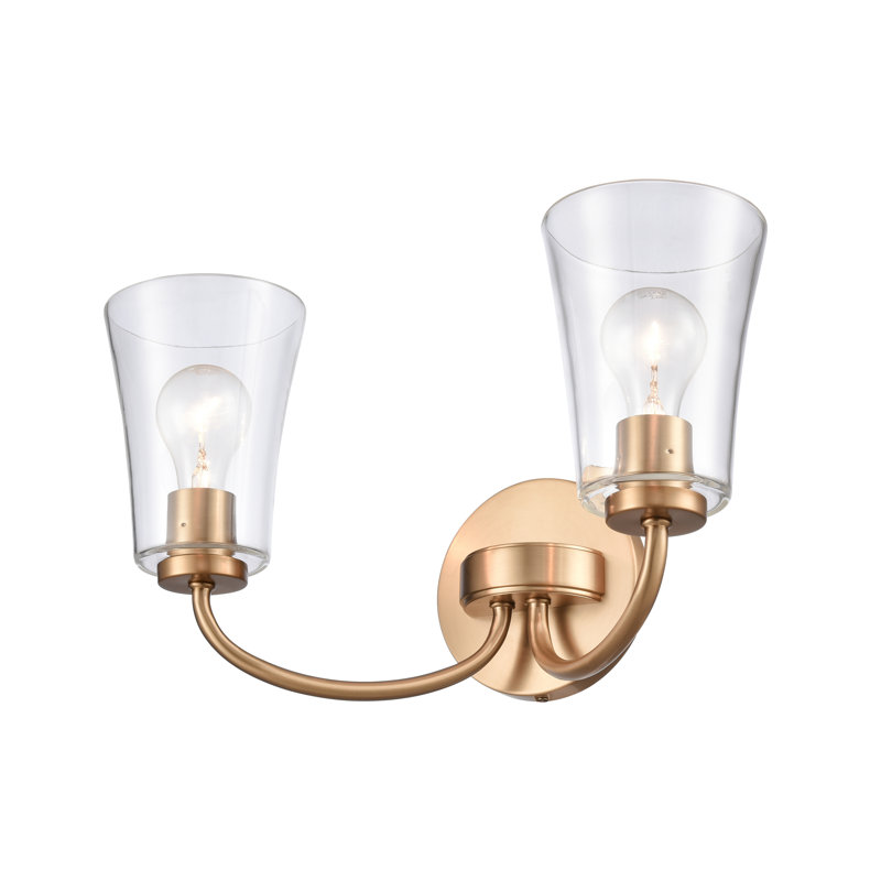 Éclairage pour salle de bain 2 lumières Emily - or brossé Emily 17 po, H 9,5 po x l 17 po x P 8,75 po, Doré, Deux lumières