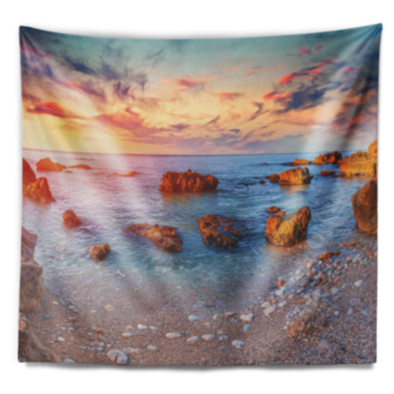 Tapisseriee en soleil de mer méditerranée mer shore, H 50 po x l 60 po