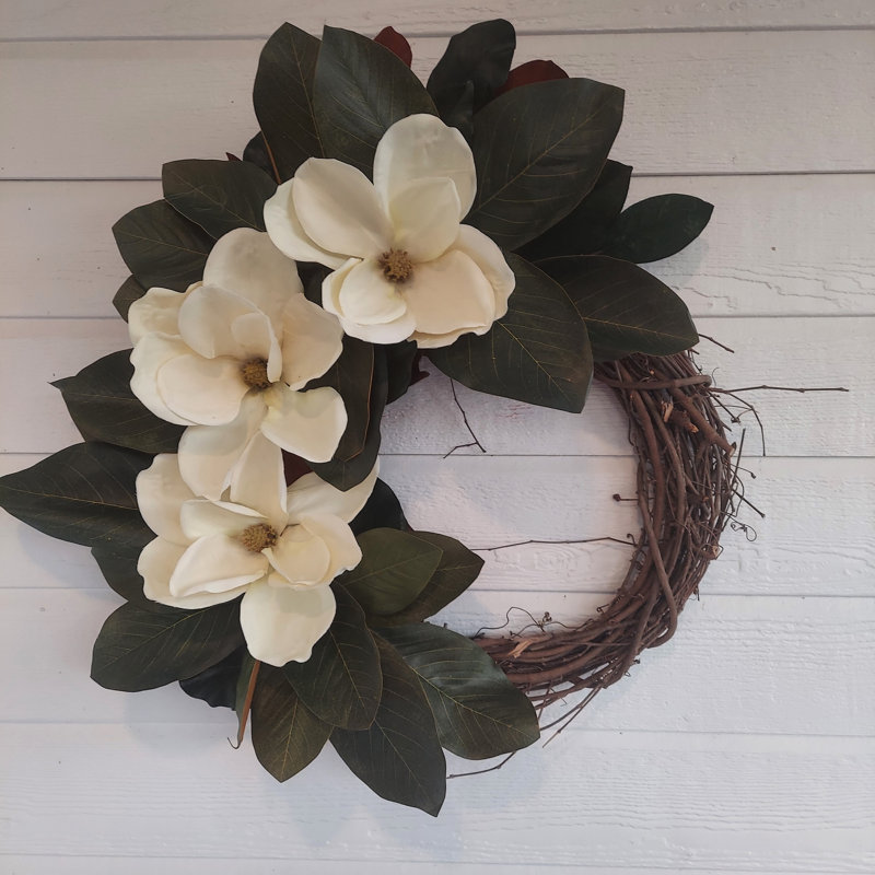 Handcrafted Faux Magnolia 24'' Wreath