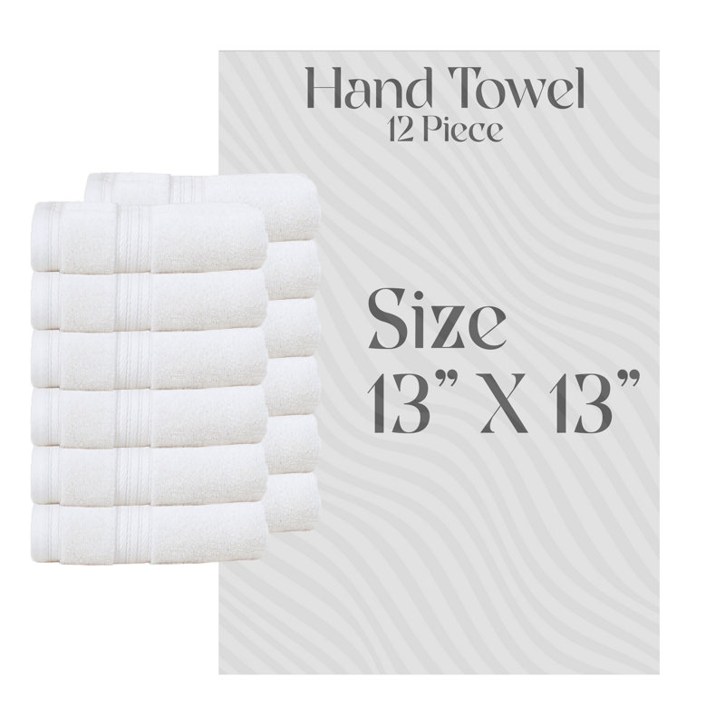Elegance Essentials 550GSM 100% Cotton Zero Twist Super Absorbent Wash Cloth (Set of 12) - 13"x13", White