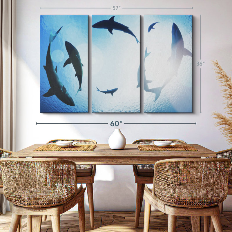 " School Of Sharks ", 36" H x 57" W