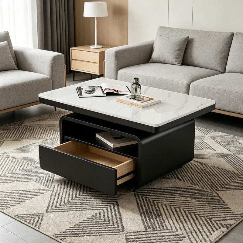 Stacey, Blanc / Gris, H 18,5 po x L 35,43 po x l 19,68 po, Noir