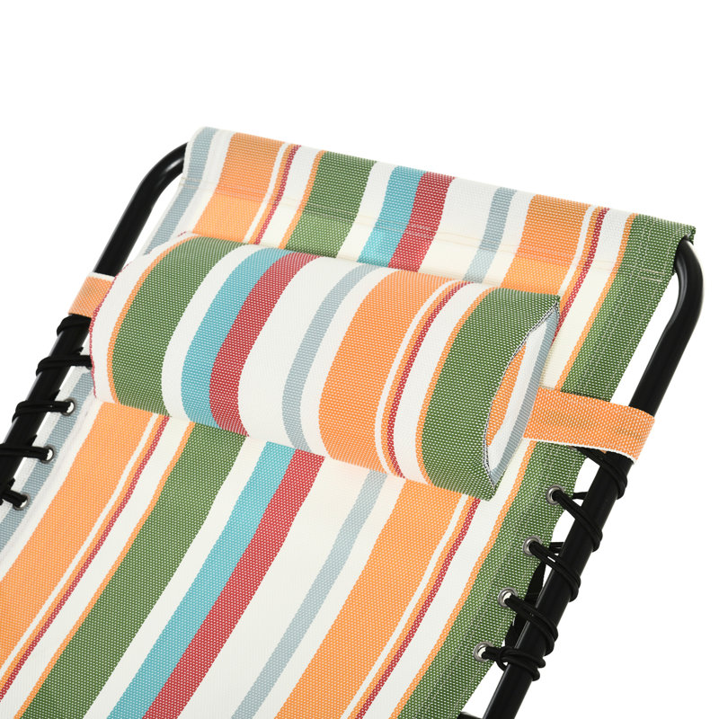 4 chaises inclinables - Chaise longue pliante, siège respirant en filet et à élastiques, coussin, jaune
