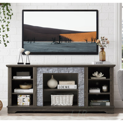 Meuble télé avec pierre artificielle empilable Mantel
