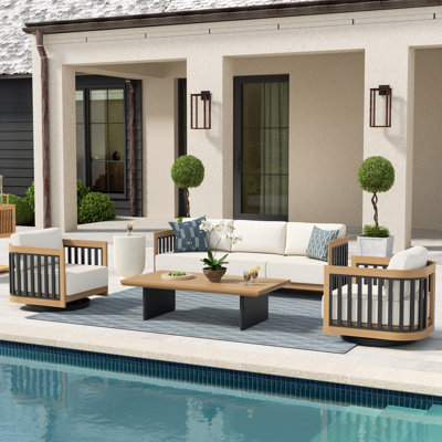 Sereno Patio 5 Person Aluminum Swivel Conversation Set With Cushions