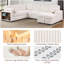 Canapé-lit modulaire convertible en velours surdimensionné avec méridienne et tablettes avec accoudoirs-319888315